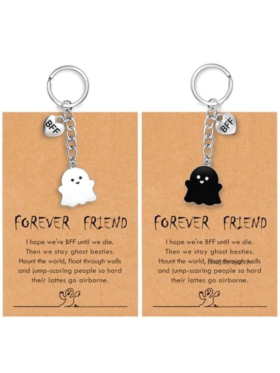 Accessories - Funny Best Friend Ghost Keychain Set Stainless Steel BFF Gift
